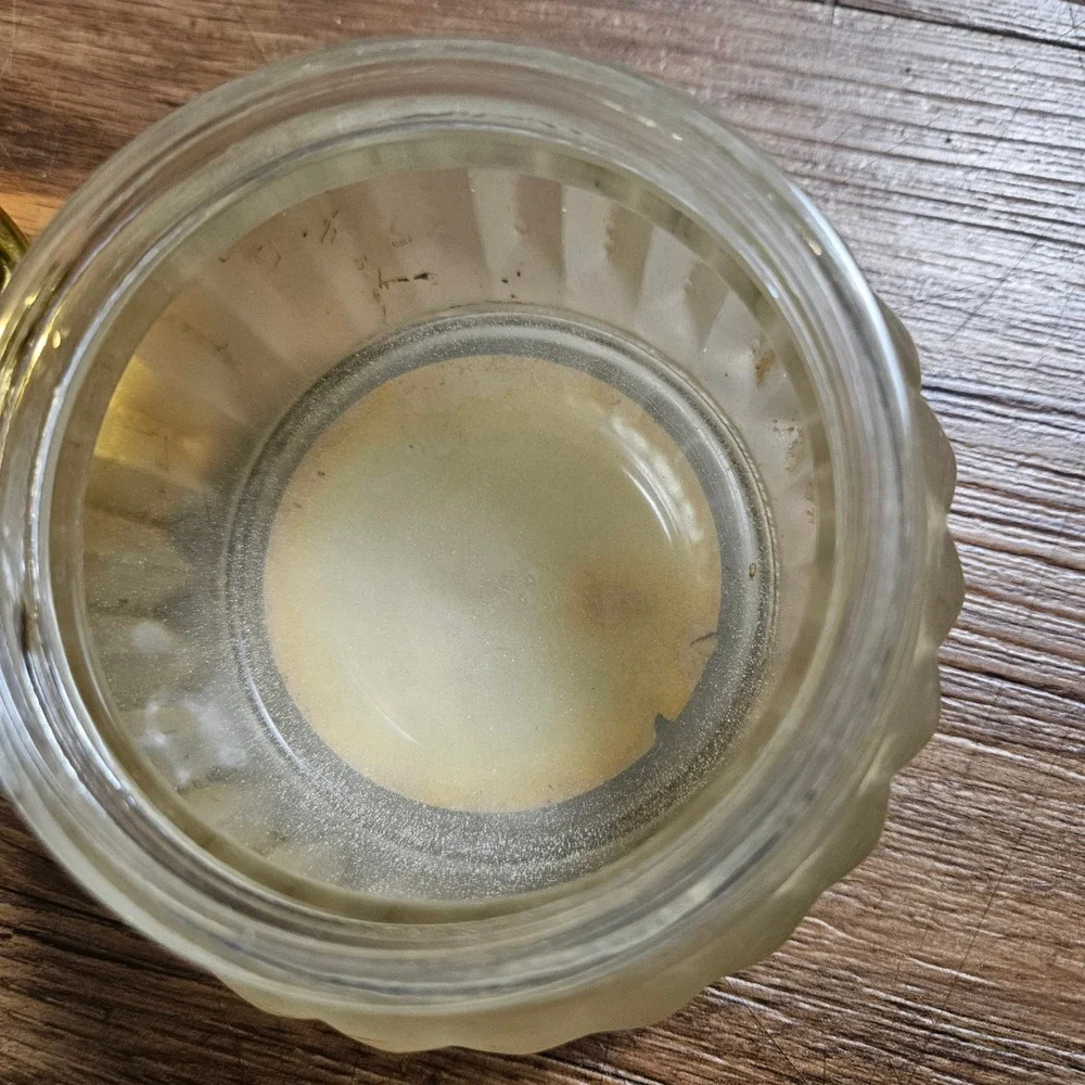 VTG 1960s Estee Lauder Re-Nutriv Face Powder Jar Gold Lid Frosted Glass Empty